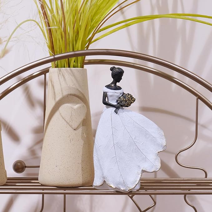 Guichifun Fairy Statue Collection Home Decoration - White Leaf Angel Girls Resin Home Decor for Outside or Inside Rustic Garden Grave Decorations for Cemetery Figurines Gift 5 x 3 x 7.5 Inch-Ruum Studio Home