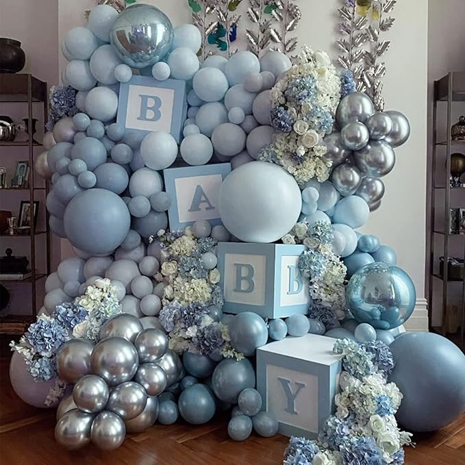130pcs Dusty Blue Balloons Different Sizes 18" 12" 10" 5" Slate Blue Balloons for Boys Girls Baby Shower Wedding Anniversary Graduation Engagements Birthday Party Decorations-Ruum Studio Home