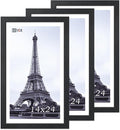 VCK 14x24 Picture Frame Set of 3, Black Solid Wood Poster Frames, Textured Exclusive Wall Gallery Frame-Ruum Studio Home