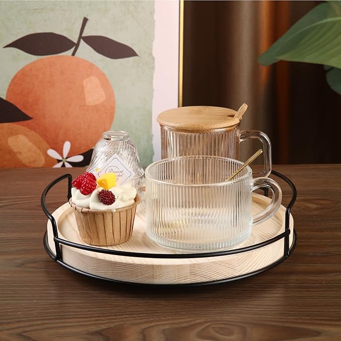 10" Wooden Lazy Susan,Round Wooden Lazy Susan Organization for Dining Table,Storage for Dining Table,Home Decor,Spices Organizer,1PC-Ruum Studio Home