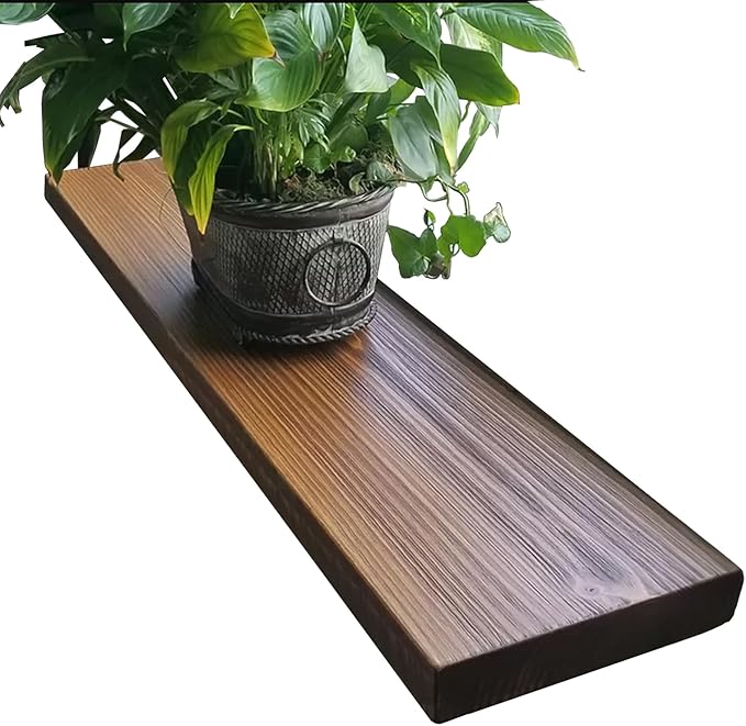 joelsantiques 48 Inch Wooden Floating Shelves for Wall - 48x8x2 in - Made of Natural Wood - Heavy Duty Rustic Wall Shelves for Bedroom - Perfect for Living Room, Kitchen - Medium Brown-Ruum Studio Home