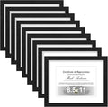 Vittanly 8.5x11 Picture Frames Set of 9, Shatter Resistant Plexiglass, Display 6x8 Pictures with Mat or 8.5x11 without Mat, Photo Frames for Wall or Tabletop, Engineered Wood, Black-Ruum Studio Home