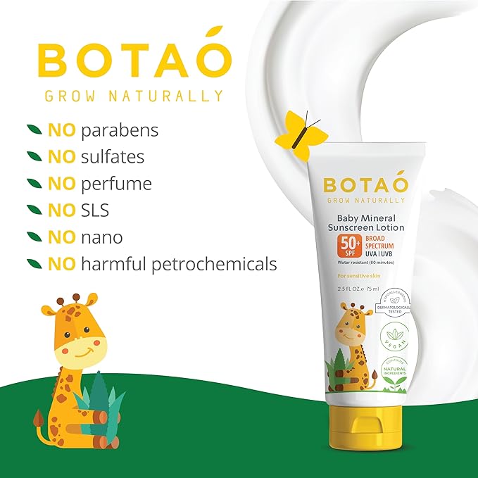 Baby 100% mineral Zinc Oxide baby sunscreen – safe natural sunblock lotion for babies: SPF50 Broad Spectrum UVA UVB,For sensitive skin Baby Face Body Protection, Sunblock Cream 2.5 Oz-Ruum Studio Home