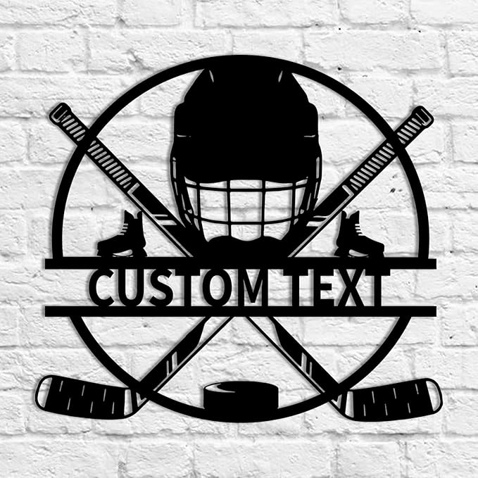 Custom Hockey LED Wall Sign – Personalized Ice Hockey Helmet & Sticks Neon Sign, 16-Color LED with Remote Control, Hockey Decor for Boys Room, Man Cave, Sports Fans-Ruum Studio Home
