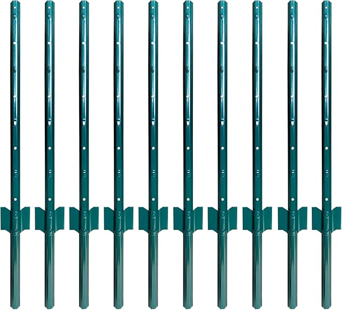 ARIFARO Sturdy Duty Metal Fence Posts 3 Feet,Pack of 10, 3-4-5-6-7 Feet No Digging Garden U Post for Wire Fencing Steel Fencing Poles for Yard, Outdoor-Ruum Studio Home