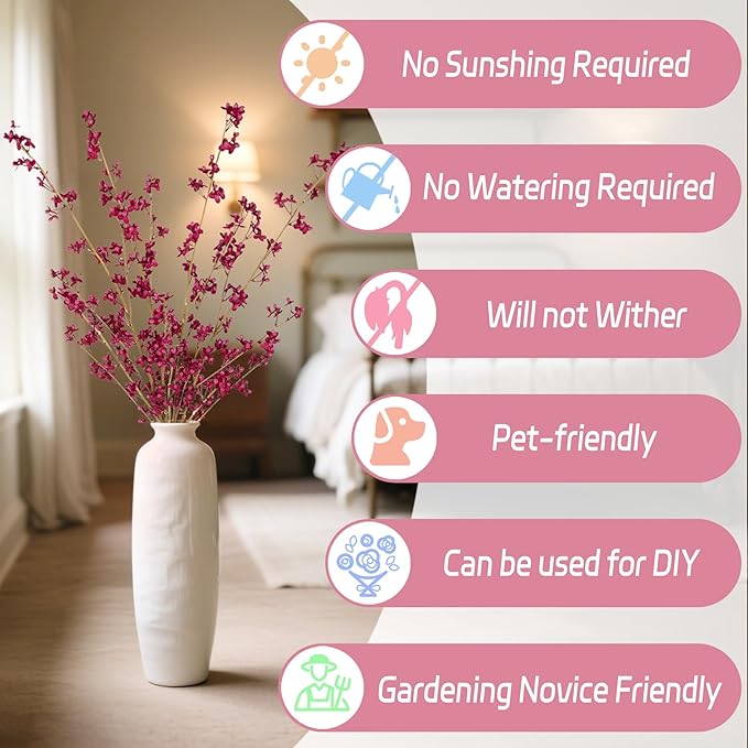 4Pcs Fake Flowers Blossom Branches Artificial Flowers for Indoor Decor, Faux Long Stem Realistic Indoor Plants for Vase Wedding Home Office Bedroom Party Table Centerpieces Decor-Ruum Studio Home