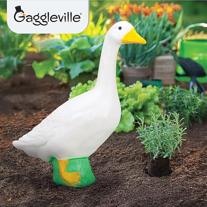 Fox Valley Traders Gaggleville Porch Goose Large White Goose Statue – Charming 23" Outdoor Decorative Figurine for Garden, Patio, or Entryway Accent-Ruum Studio Home