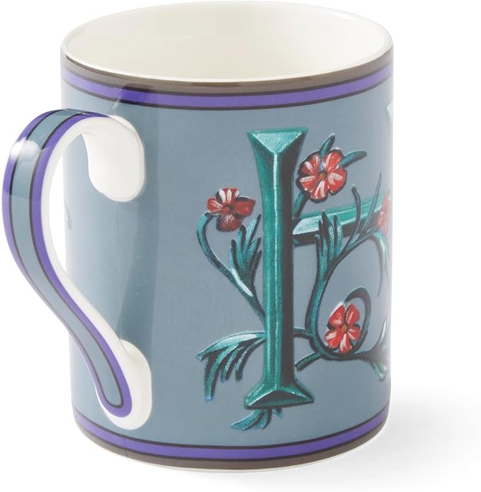 Spode Kit Kemp 12oz Mug in Fine China, H Initial - Custom Coffee Cup for Hot Beverages, Personalized Gift Idea for Her, Him, Friends, Coffee Lovers - Stylish Letter Mug for Daily Use, Dishwasher Safe-Ruum Studio Home