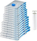 Amazon Basics Vacuum Compression Space Saving Storage Bags with Hand Pump for Clothes Packing, Pack of 15, Multiple Sizes, White-Ruum Studio Home