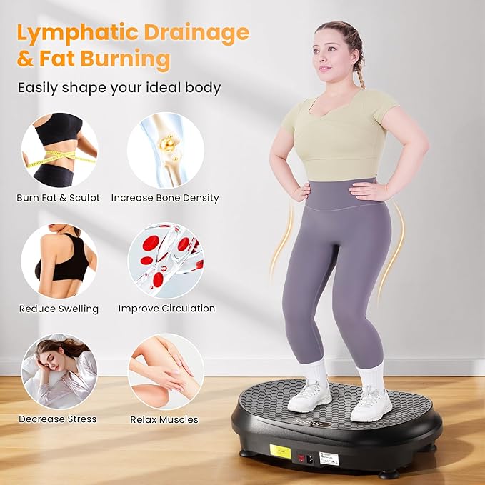 Curved Vibration Plate Exercise Machine, Vibrating Plate 400 lbs Capacity with 9 Auto Modes and 120 Adjustable Speeds, Large LED Display, Touch and Remote Control, Vibration Platform for Home-Ruum Studio Home