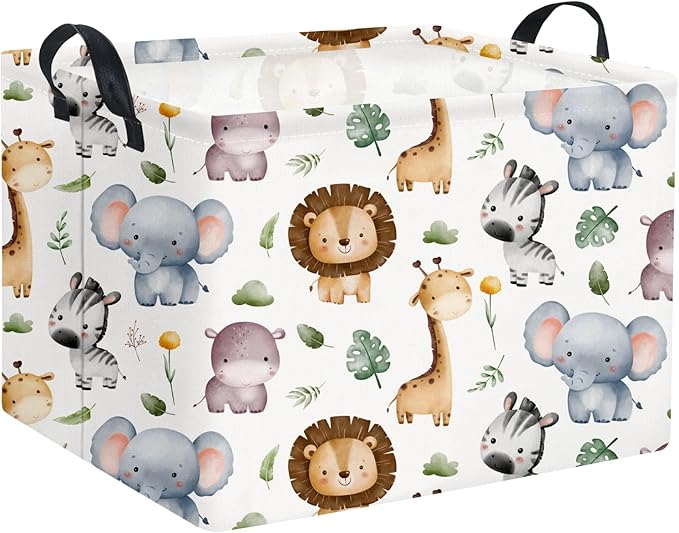 HIYAGON Rectangular Woodland Animal Basket Baby Storage Basket Storage Bin Organizer Box Animal Room Decor(Animal Basket)-Ruum Studio Home