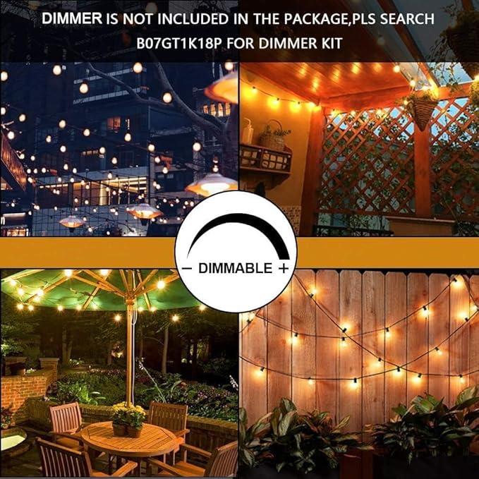 Svater Outdoor String Lights 150FT, E26 Socket, 48pcs S14 Shatterpoof Bulbs, 1 Watt Dimmable 2700K Warm White, IP65 Waterproof Commercial Grade Patio Lights（3 Pack X 50FT）-Ruum Studio Home