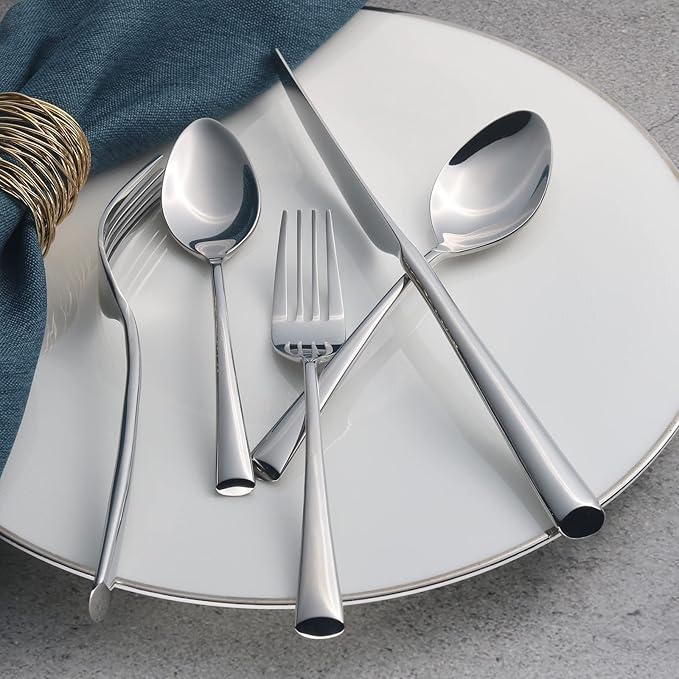 Alata Bailey 20-Piece Forged Silverware Set Stainless Steel Flatware Set,Service for 4,Mirror Polished Cutlery Set,Dishwasher Safe…-Ruum Studio Home