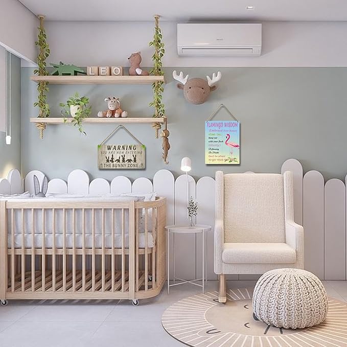 Easter Rabbit Sign Funny Bunny Wall Art Decor Rustic Bunny Wood Signs for Home Decorations Rabbit Lover Gifts for Women The Bunny Zone Sign 12x6 Inch-Ruum Studio Home