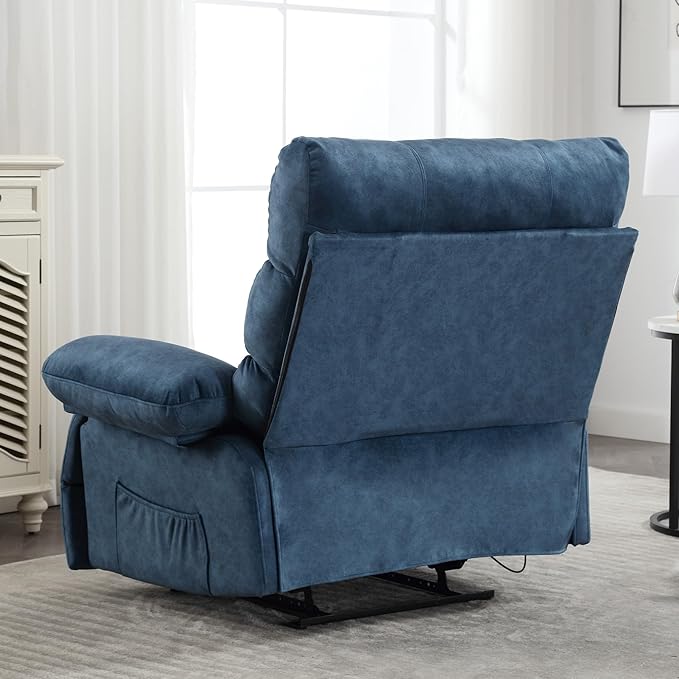 Oversized Recliner Chair Extra Wide Large Recliner for Adults 350lbs with Lumbar Support Pillow Nursery Chair Living Room (Manual, BLUE-6002)-Ruum Studio Home