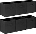 GhvyenntteS Storage Cubes 6 Pack, 11 Inch Cube Storage Bins with Dual Handles, Collapsible Heavy Duty Fabric Bins for Shelves Closet, Baskets for Organizing Clothes Bedding Toys Books (Black)-Ruum Studio Home