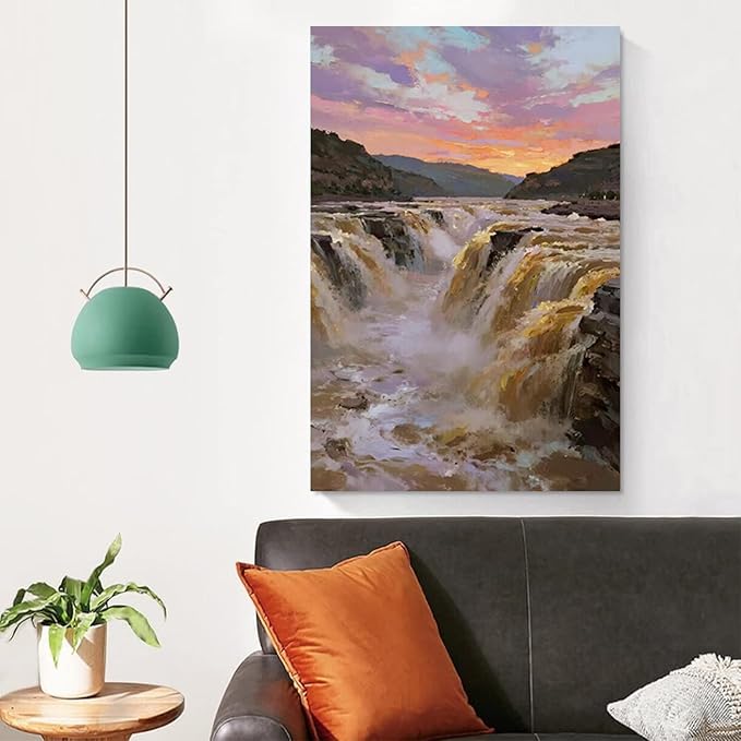 The surging waterfall scenery in the canyon is suitable for posting in the living room bedroom and office landscape posters-Ruum Studio Home
