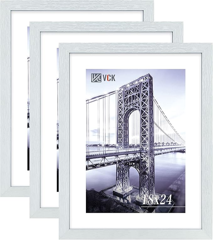 VCK 18x24 Poster Frames 3 Pack White MDF Wood and Polished Plexiglass Frame,Display Pictures in Horizontal and Vertical…-Ruum Studio Home