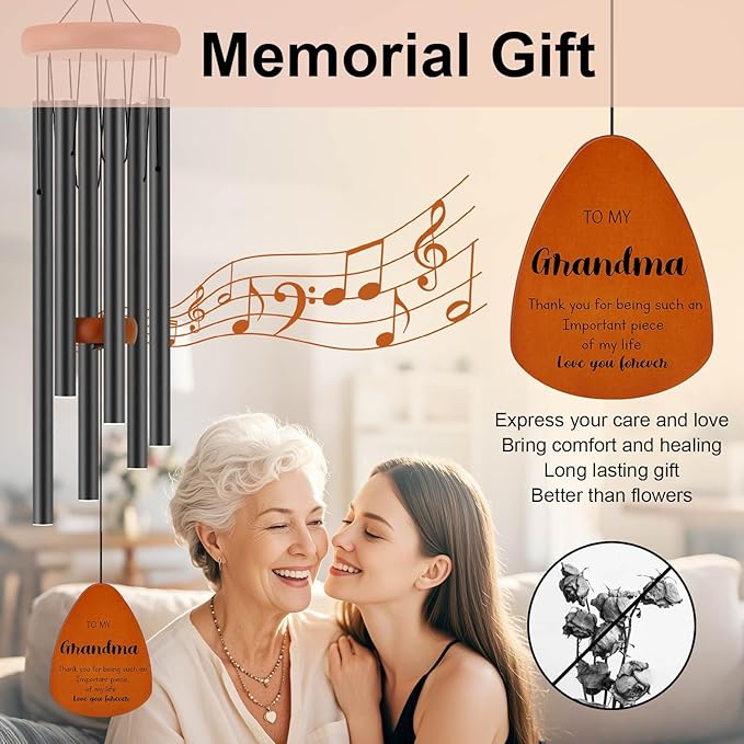 Birthday Gifts for Grandma, Grandmother Gift for Birthday, Mothers Day, Thanksgiving, Christmas, 32 Inch Wind Chimes Gift for Home Decor-Ruum Studio Home