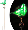 Decorative Solar Lights Outdoor Solar Bird Stake Lights Hand Blown Glass Decorative Garden Pathway Lights Outdoor Waterproof Glass Stakes (Green)-Ruum Studio Home
