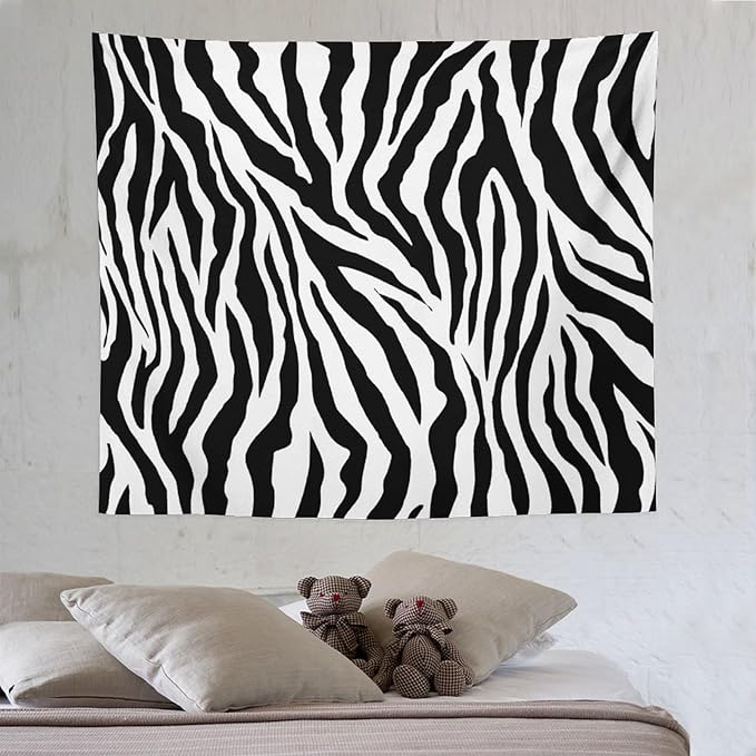 HZOHNAGO Zebra Print Tapestry Nature Wild Animals Black and White Stripe Printed Wall Tapestry Painting Wall Hanging for Bedroom Living Room Dorm 60" W x 50" H-Ruum Studio Home