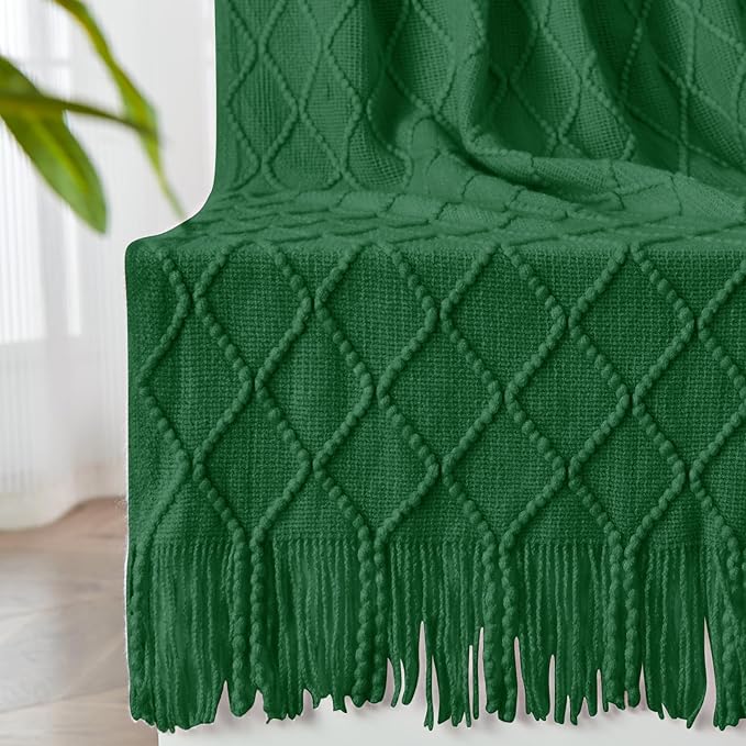 inhand Knitted Throw Blanket for Couch and Bed, Soft Living Room Home Decor Knitted Blanket with Tassel, Outdoor Lightweight Breathable Summer Blanket, Farmhouse Warm Woven Decorative, 50"x60"-Ruum Studio Home