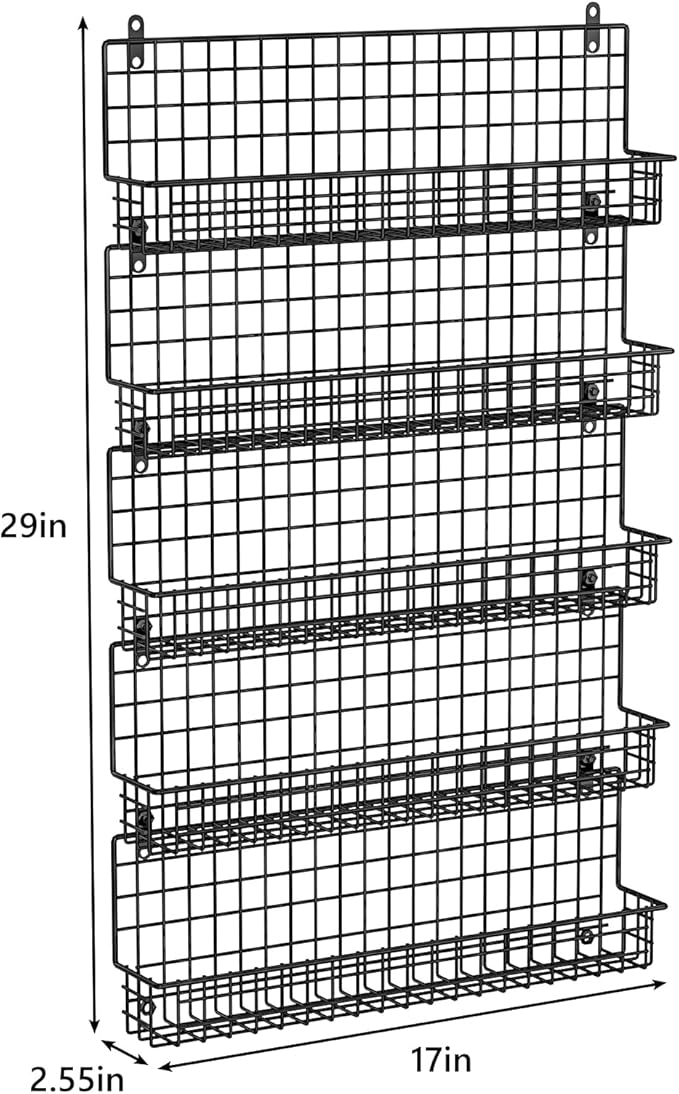 X-cosrack Spice Rack Organizer, 5-Tier Wall Spice Rack, Stackable Hanging Spice Jars Storage Racks, Great for Kitchen and Pantry, Up to Storage 48 Jars(Patent No.:D909138S)-Ruum Studio Home