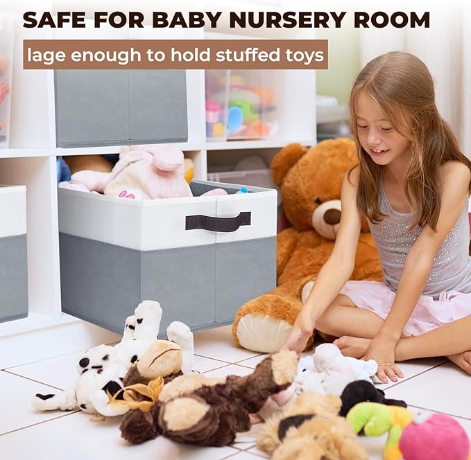 Criusia Extra Large Storage Bins 4 Pack - 16x12in Closet Organizers and Storage Baskets for Organizing Clothes Toy Blanket - Fabric Storage Cubes Containers for Shelves - All Room Organization-Ruum Studio Home