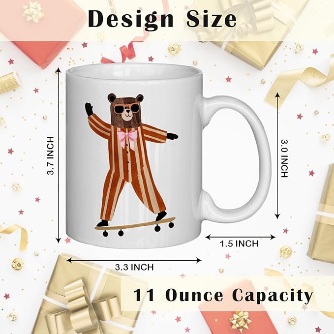 JINYO Bear Mug, Bear Coffee Mug, Funny Bear Coffee Cup, Bear Gifts for Women Men, Bear Lovers Gifts, Bear Gifts For Bear Lovers Women, Bear Themed Gifts, Bear Gifts For Bear Lovers, 11oz-Ruum Studio Home