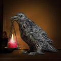 Gothic Home Decor Fake Crow Light Holder Raven Lamp Tealight Candle Holder Resin Statue Half Silver-Ruum Studio Home