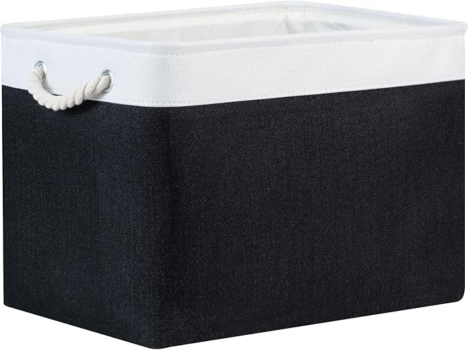 Bidtakay Black Storage Bins Storage Baskets for Shelves Decorative Basket Set of 2 Fabric Cloth Bins for Organizing 16x11.8x11.8 in Large Tall Baskets with Soft Handles for Home Office Living Room-Ruum Studio Home