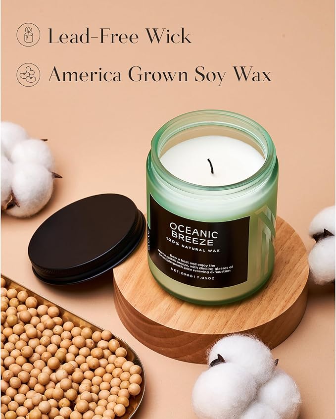 M&SENSE Candle Oceanic Breeze Scented Candle, Long Lasting Pineapple & Mango Scented Natural Soy Wax Candles 7.05oz 50 Hours Burn for Home Scented, Stress Relief Gifts for Women/Men-Ruum Studio Home