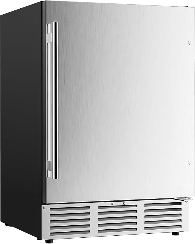 EUHOMY 24 Inch Beverage Refrigerator, Built-in and Freestanding Beverage Cooler 180 Can, Under Counter Beverage Fridge with Stainless Steel Door, Outdoor Refrigerator for Soda, Beer, Wine-Ruum Studio Home