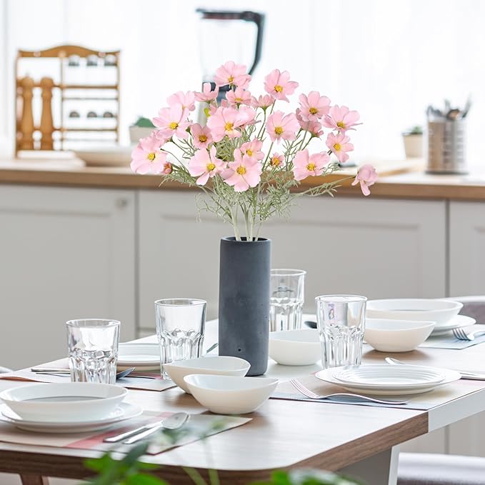 IPOPU Light Pink Flowers Artificial Daisies 5PCS Silk Cosmos Wild Flowers 24.5" Fake Pink Daisies for Vase for Home Decor Floral Arrangements Wedding Bouquets for Bride-Ruum Studio Home