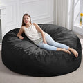 Hobestluk 6FT Bean Bag Chair Bean Bag Chairs for Adults Giant Bean Chairs with Velvet Cover, Memory Foam BeanBag Chair Fluffy BeanBag Chairs for Living Room, Bedroom- Black (70" x 70" x 15")-Ruum Studio Home