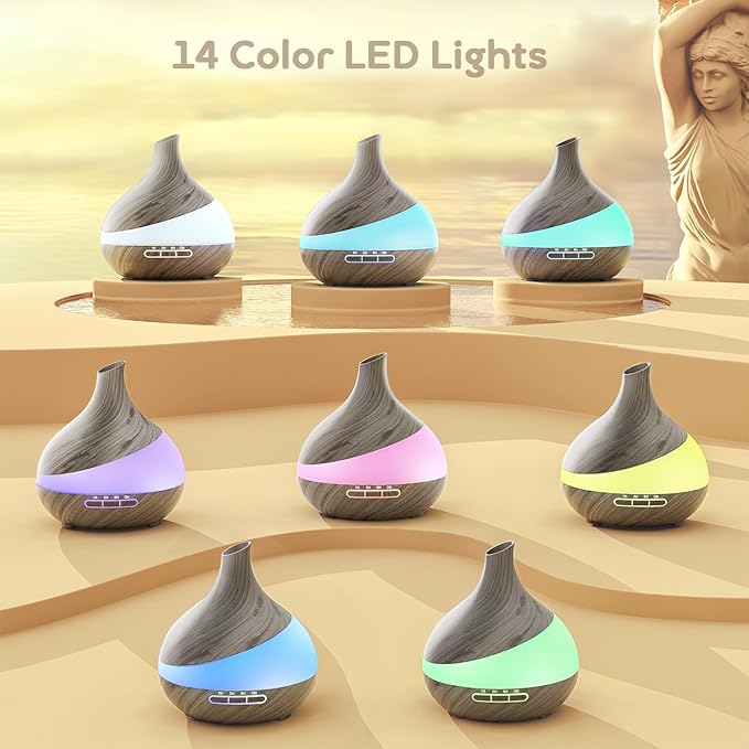 500ML Essential Oil Diffuser: Aroma Diffuser with Remote Control for Hotel Spa Yoga Room - Humidifiers for Bedroom with 14 Colors LED Night Light for Kids/Women Home Relaxation-Ruum Studio Home