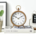 Small Gold Table and Shelf Desk Clock,Vintage Small Table Clock on Stand, Decorative Desk and Shelf Clock Farmhouse Mantel Non-Ticking Clock Rustic Metal Frame with Antique Gold Finish-Ruum Studio Home