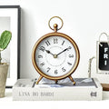 EMAX Home Vintage Small Table Clock on Stand,Desk and Shelf Clock Decorative Farmhouse Mantel Non-Ticking Clock Rustic Metal Frame with Antique Gold Finish 9.3 Inch…-Ruum Studio Home