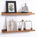 AZSKY Floating Nursery Book Shelves Light Fair Pale Walnut Rustic Picture Photo Ledge Shelves Wall Mounted Wooden Display Shelf for Bathroom Bedroom Kitchen 24 Inch Wall Shelves a Set of 2-Ruum Studio Home
