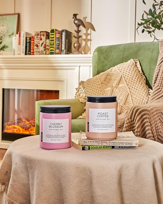 M&SENSE Cherry Blossom Scented Spring Candle, 19.4oz 110 Hours Long Lasting Natural Soy Wax Stress Relief Aromatherapy Romantic Candle for Women & Bedroom Decor-Ruum Studio Home