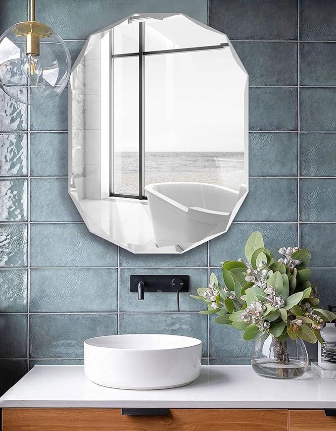 Bathroom Mirrors for Over Sink, Round Frameless Mirrors for Wall, 24x36 Inch Beveled Bathroom Mirror, Bathroom Vanity Circle Mirror for Bedroom Living Room Entryway Home Decor-Ruum Studio Home