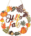 Fall Decoration Hello Fall Wreaths for Front Door, Wooden Welcome Maple Leaf Pumpkin Door Sign Ornament, Wood Farmhouse Wooden Hanging for Autumn Harvest Home Halloween Decoration-Ruum Studio Home