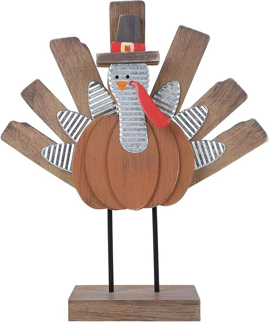 Zcaukya Thanksgiving Turkey Decoration, Wooden Indoor Standing Tabletop Turkey Decor for Home Office Bedroom Kitchen Thanksgiving Harvest Day Decorations-Ruum Studio Home