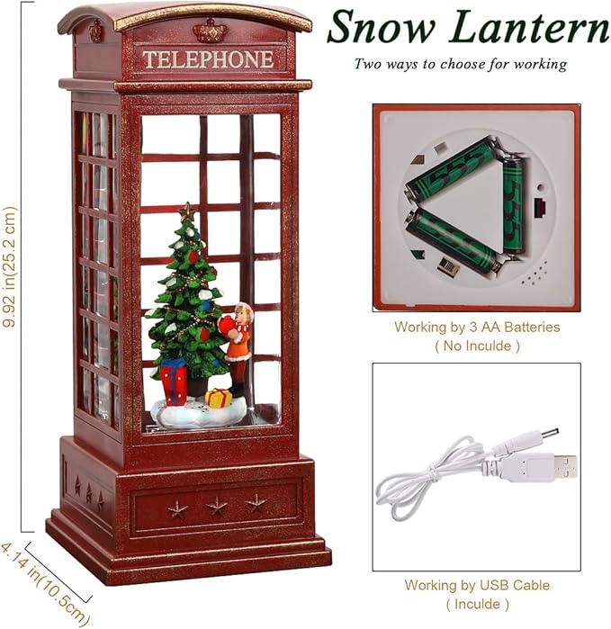 House & Garden Decoration,Christmas Lantern with 8 Pieces of Music,Sparkling Crystal Keep Circling Around The Snowman Families Music Box as a (Christmas Child)-Ruum Studio Home