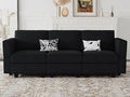 Belffin Modular Sofa Couch with Storage Seats Velvet 3 Seater Sofa for Living Room Black-Ruum Studio Home