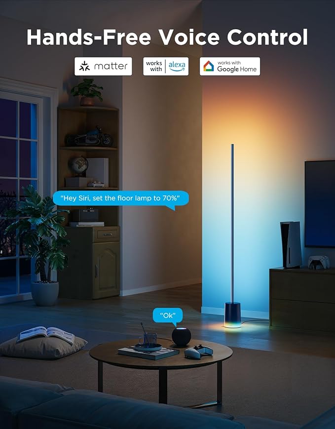 Govee Floor Lamp 2 with Matter, RGBIC, Warm Cool White LED, Alexa Compatible, 1725lm, Music Sync, Scene Modes, Smart Floor Lamp for Living Room, Bedroom, Blue(1 Pack)-Ruum Studio Home