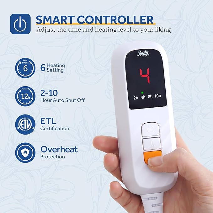 Sealy Electric Blanket Throw Size 50"*60",Super Cozy Flannel to Sherpa Reversible Heated Blanket Throw with 6 Heating Levels & 2-10 Hours Auto Off Overheating Protection Machine Washable,Red-Ruum Studio Home