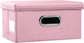 PRANDOM Collapsible Storage Box with Lid [1-Pack] Leather Fabric Foldable Storage Bin Organizer Container Basket Cube with Cover for Home Bedroom Closet Office Nursery Pink (13.6x9.6x6.9)-Ruum Studio Home