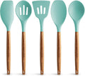 Zulay Kitchen Non-Stick Cooking Utensils Set with Authentic Acacia Wood Handles – 5-Piece Durable & Stylish Silicone Kitchen Utensils Set – Heat Resistant to 464°F – Aqua-Ruum Studio Home