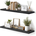 Floating Wall Shelves 2-Pack - 36-Inch Rustic Black Wooden Shelves for Storage and Décor, Easy Installation for Living Room, Bedroom, and Kitchen-Ruum Studio Home